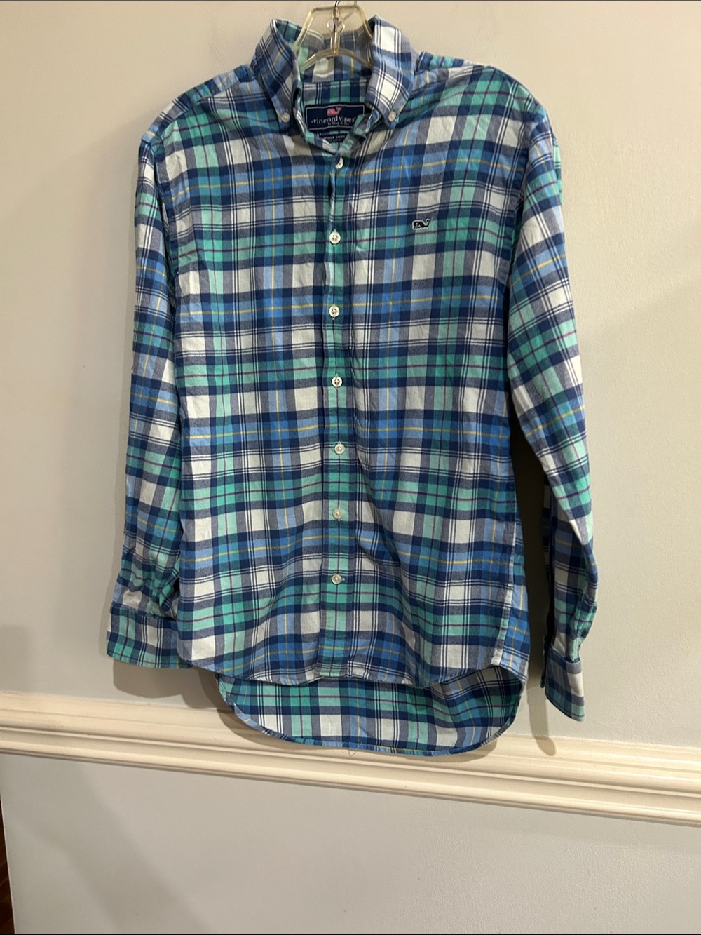 Vineyard Vines Blue & Teal Plaid Button-Down Shirt